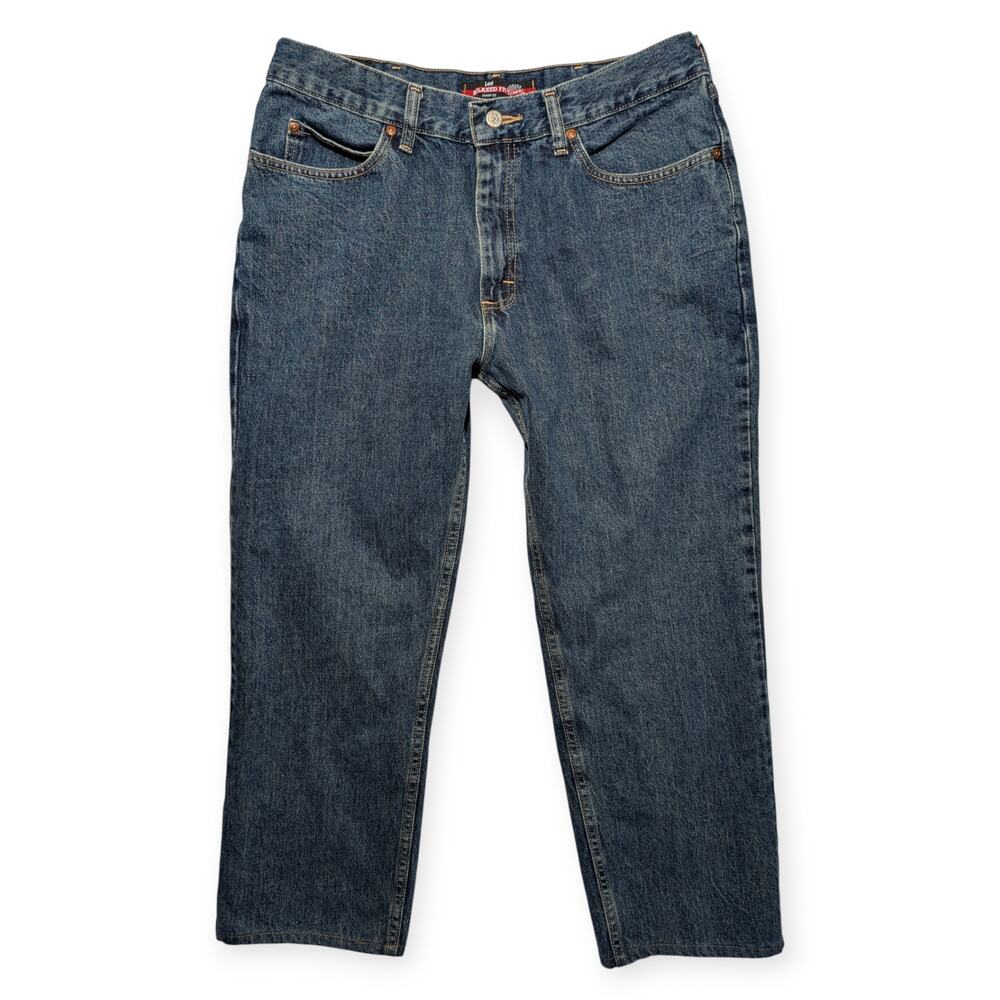 Vintage Lee Relaxed Fit Straight Leg Jeans 34x30 Blue Denim 100% Cotton Mexico